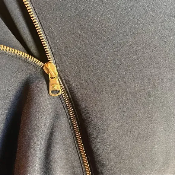 Versace Black Mini Dress with Gold Zipper Detail - Picture 6 of 13